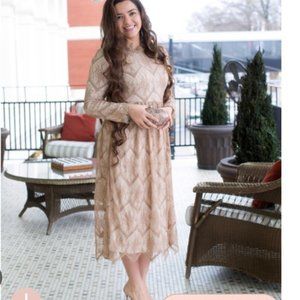 Dainty Jewells Ever So Lovely Lace Midi/Maxi Dress - Beige - Medium